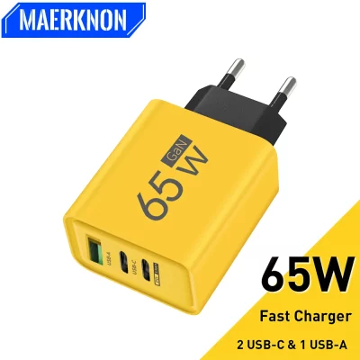 Chargeur rapide USB C 65W GaN PD, adaptateur mural 3.0 pour téléphone iPhone 15, Xiaomi POCO, Samsung, Oneplus