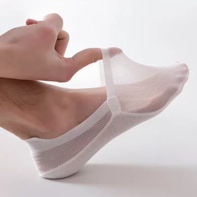 Chaussettes d’été en maille fine pour hommes, respirantes, coordonnantes, invisibles, bouche peu profonde, semelle en coton, bas de loisirs à baril bas