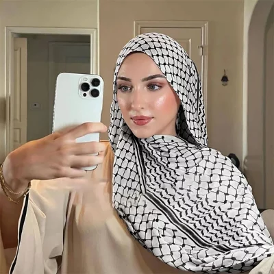 Longue écharpe de sauna imprimée en mousseline de soie pour femmes, hijab musulman, prière modeste, hijabs Eid, châle long, vêtement de prière Djellaba, Ramadan, 2024